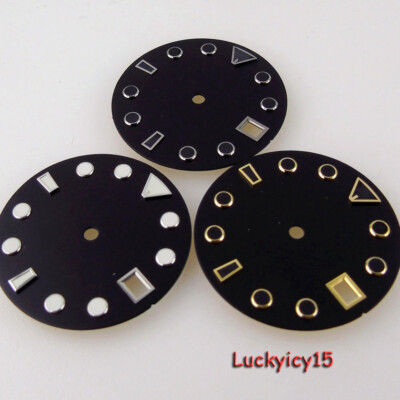 Tandorio 28.5MM Green Luminous Marks Black Watch Dial Date Window Fit NH35 NH36