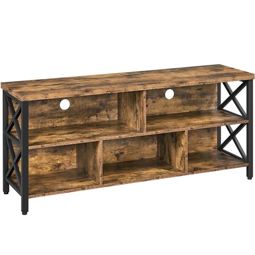TV Stand with Storage Shelves Rustic Brown Industrial TV Console for 65 In TV - Picture 12 of 12