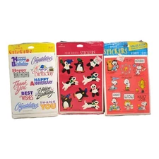 Vtg 1980s Hallmark  Stickers SEALED Packages Snoopy, Xmas, Birthday