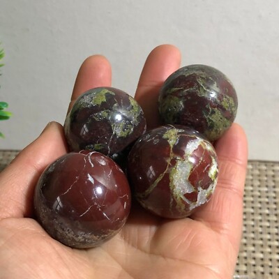 4pc Natural Dragon Blood Stone Polished Damaged Sphere 198g b204