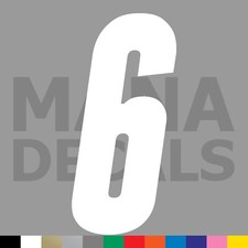 Number Six 6 Vinyl Die Cut Decal Sticker - Racing Race Car Motocross Bike