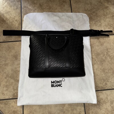 MONTBLANC M_GRAM BLACK LEATHER DOCUMENT CASE CROSSBODY BAG NEW 100% GENUINE RARE