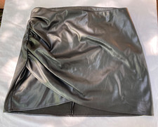 Cider Black Pleather Faux Vegan Leather Polyurethane Mini Skirt OXL