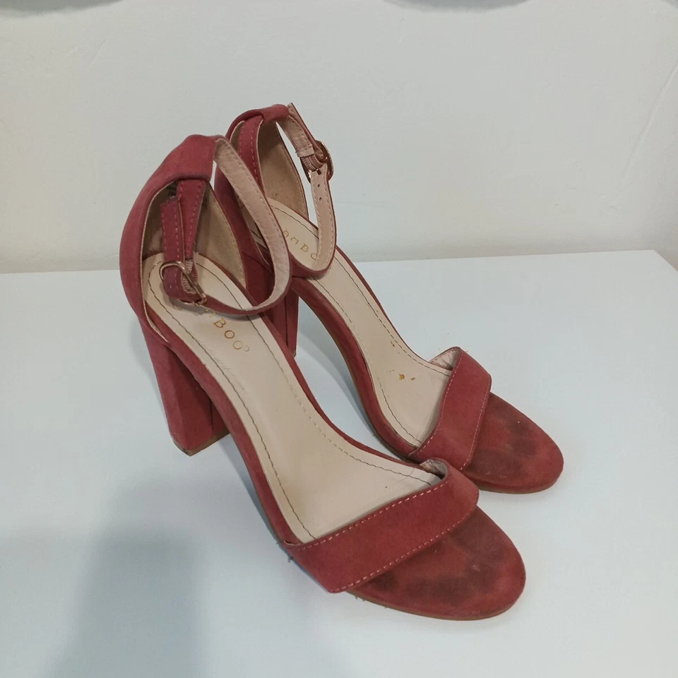 BAMBOO Correa de Tobillo 4" Tacones Gamuza Rosa Talla 7.5 Foto 4 de 4