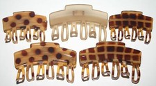 Hair Claw Looped 6 Prong Unique Curved Rectangle Jaw Clip Pattern Made in France