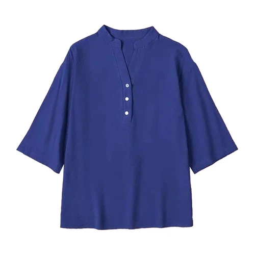 3/4 Sleeve Women's Top Casual Loose Round Neck T Shirt Cute Solid Color Long - Picture 19 of 42