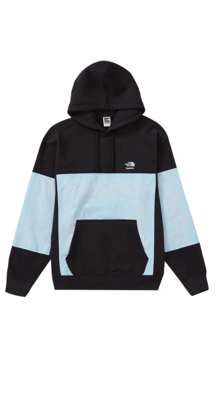 Supreme x North Face Bandana Hooded Sweatshirt Black / Blue Size XL ULTRA RARE