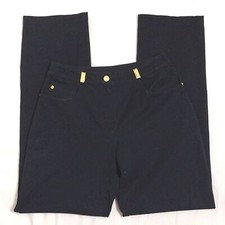 St. John Sport Marie Gray Designer High Waist Black Trouser Pants Size 6