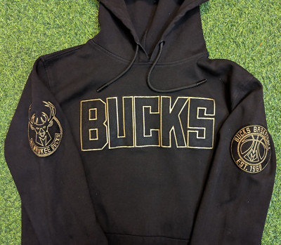 Milwaukee Bucks Pro Standard Black & Gold Pullover Hoodie Size Small