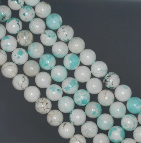 7 - 8 MM TÜRKIS HOWLITH EDELSTEIN RUND LOSE PERLEN 16 ZOLL - Bild 4 von 4