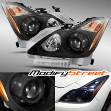 FOR 08-13 INFINITI G37/14-15 Q60 JDM BLACK PROJECTOR HEADLIGHTS ASSEMBLY LH/RH