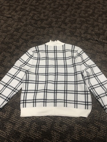 New Abercrombie & Fitch Women's Size Medium Sweater Plaid Black White - Picture 4 of 4