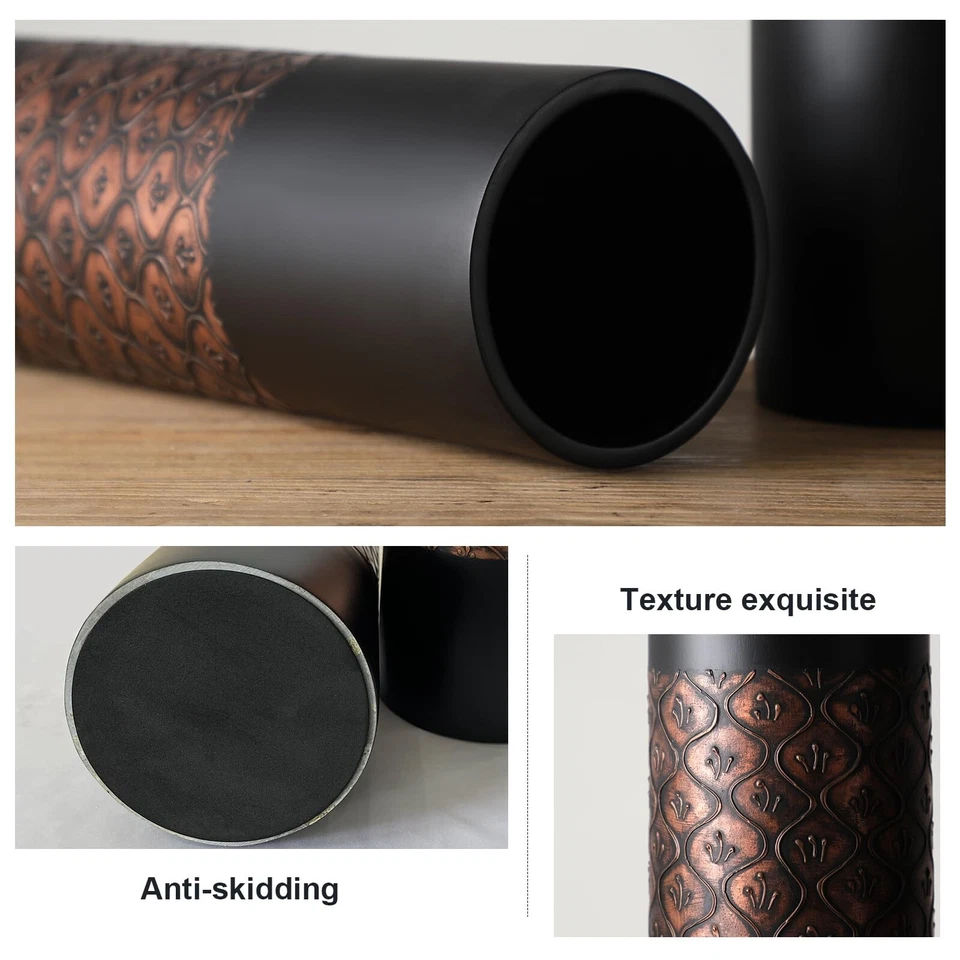 Jarrón clásico negro y dorado 24,6 pulgadas de alto decoración de piso florero de lujo decoración del hogar... Foto 3 de 4