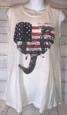 Vanilla Bay Women's Tank Tunic USA Flag/ Stars And Strips Elephant Republican L