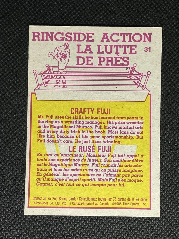 1985 O-Pee-Chee Titan Crafty Fuji Wrestling Card #31 - Image 2 of 2