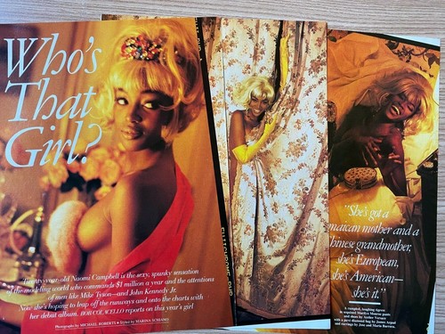 Naomi Campbell 1990's Vintage Photo & Article Editorial Magazine Set