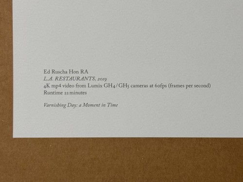 Ed Ruscha Hon RA: L.A. RESTAURANTS - Royal Academy Varnishing Day Print - Rare - Picture 3 of 3
