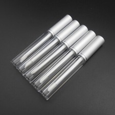 Botella contenedor de bálsamo labial transparente vacío de 5 piezas de 3 ml aluminio plateado