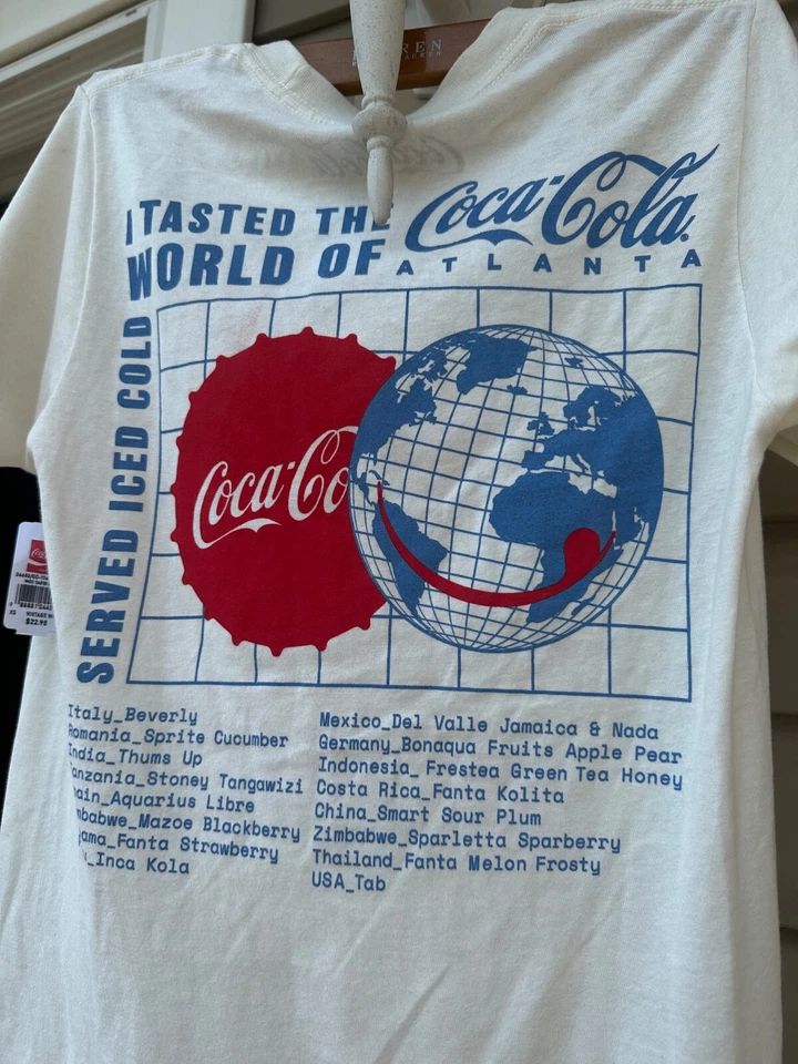¡NUEVO CON ETIQUETAS! Auténtica camiseta Coca-Cola Coca Beige y Rojo Foto 4 de 4
