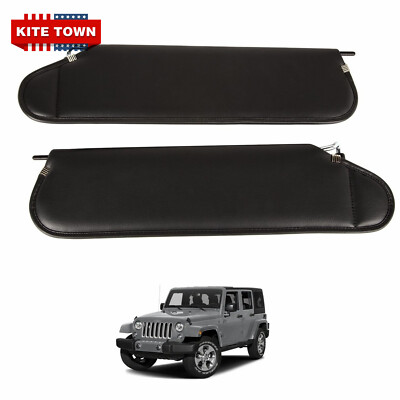 2x Black Sun Visor Driver & Passenger For Jeep Wrangler TJ 1997-02