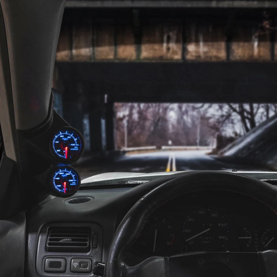 GlowShift T7 Boost & Water Temperature Gauges + Dual Pod for 96-00 Honda Civic - Image 2 of 4
