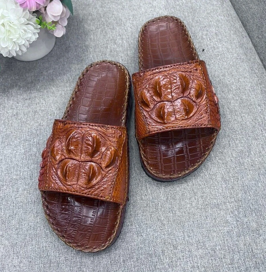 Luxury Men s Sandals Genuine Crocodile Alligator Skin 100