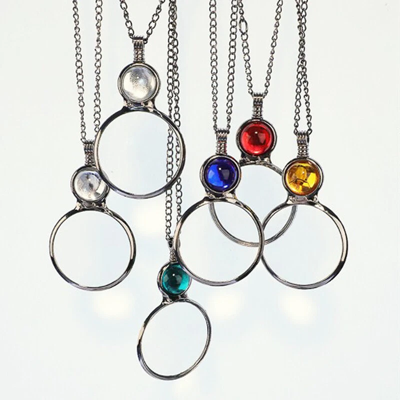 Magnifying Glass Pendant Necklace Mother s Day Gift And Crystal