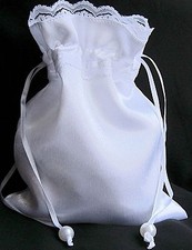 KOMUNIA Torba ślubna Torba Ślub Kwiaty Dzieci Satyna Biała Kremowa Różowa Niebieska