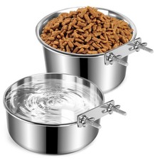 Crate Dog Bowls Removable Stainless Steel Hanging Food Water Feeder Station