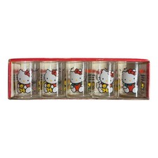 unused 1989 Hello Kitty Glasses Set of 5 Retro Sanrio Rare