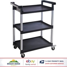 3-Shelf Utility Cart with Wheels, Durable Plastic for Home, Office Garage