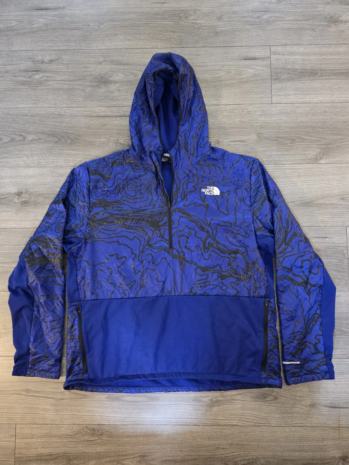 The North Face Pullover Windbreaker Half Zip Size XL Black Blue