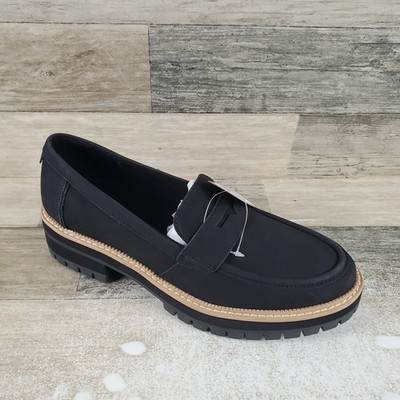 TOMS Cara Womens Loafers Sz 8.5 Black Suede Leather Comfort Slip On Round Toe