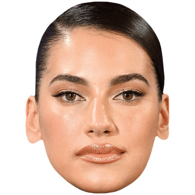 Lorena Duran (braune Haare) Promi Maske, flaches Kartengesicht, Kostüm Maske