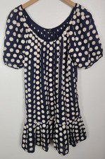 Madewell Women's Sz. S Shirred Ruffle-Hem Mini Dress In Textural Dot