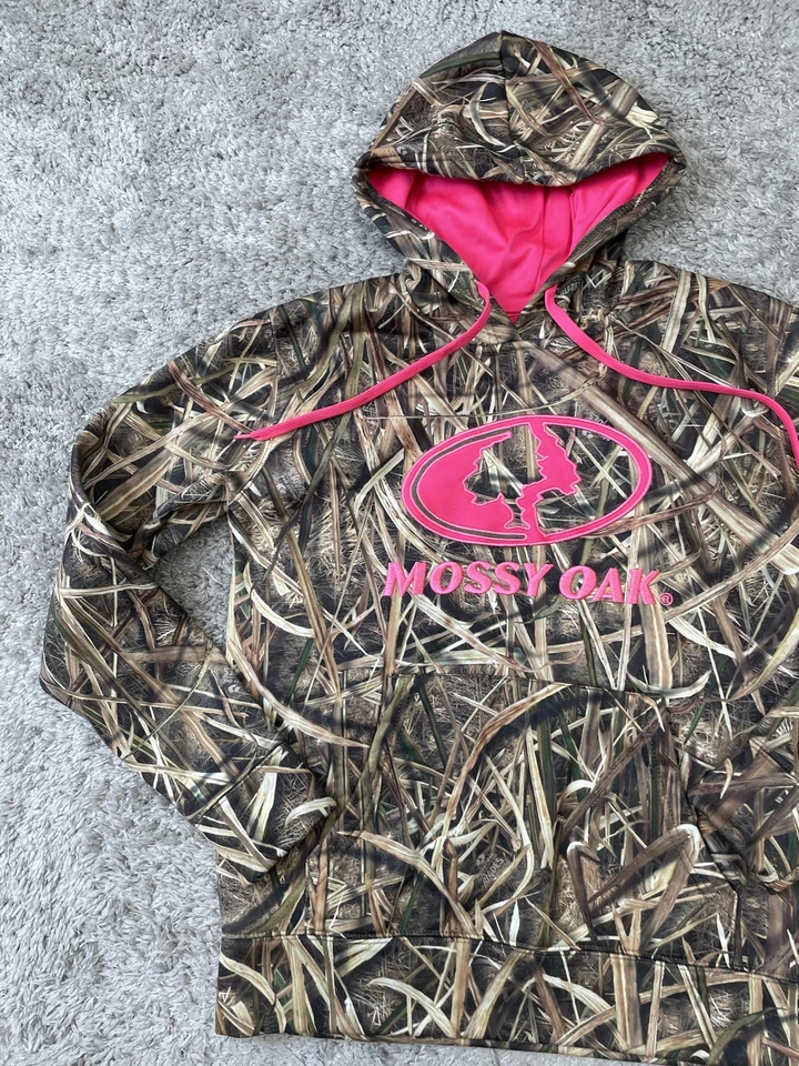 Mossy Oak Hoodie Youth Small Camo Pink Logo Pullover Sweatshirt 100% Polyester - Image 3 of 4
