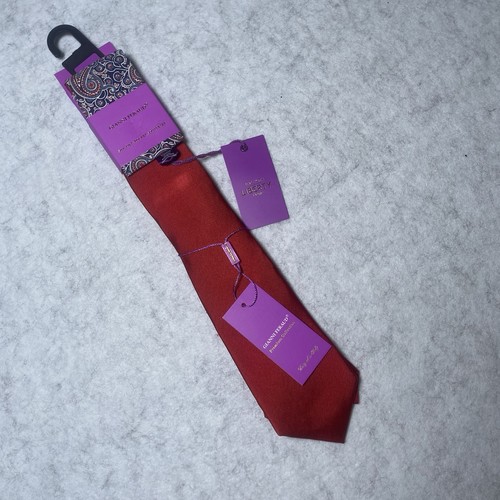 Neu GIANNI FERAUD rote Seidenkrawatte Liberty und blau Paisley Einstecktuch SET Henry - Bild 3 von 9