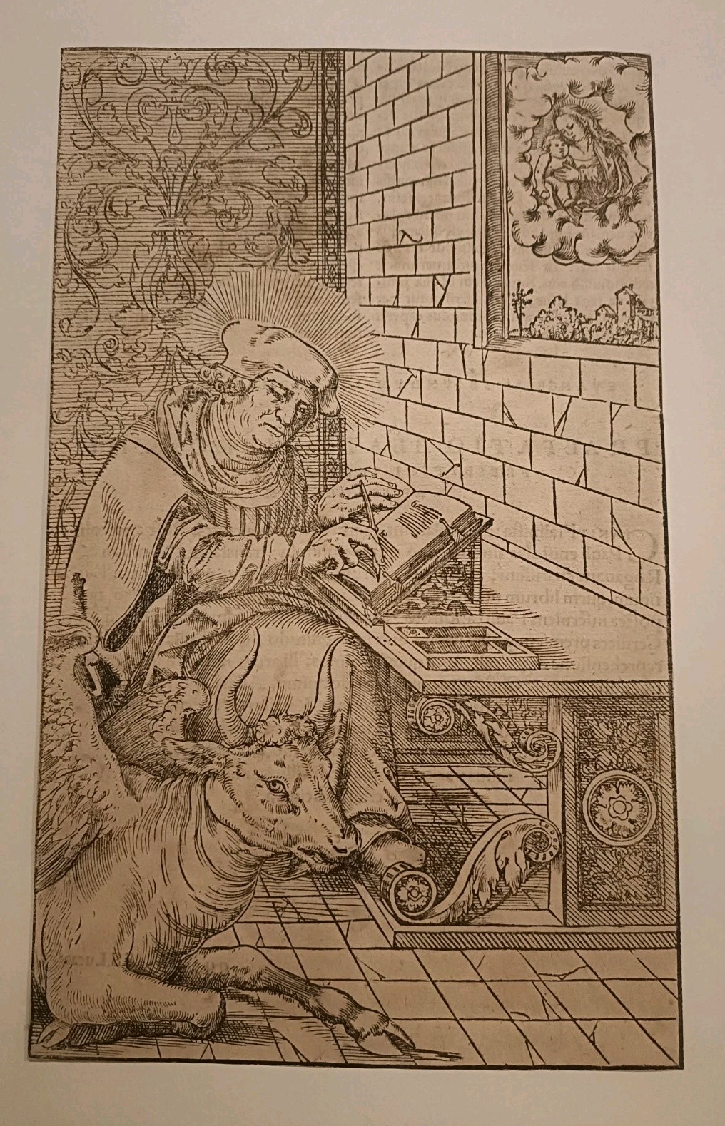 Old Master Print Woodcut Lucas Cranach The Younger St Luke in his Study 1540