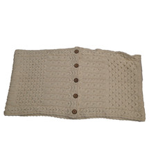 The Irish Store Merino Wool Aran Knit Fisherman Wool Wrap Button Scarf cream/ivo