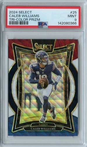 2024 Panini Select Caleb Williams TRI-COLOR PRIZM Rookie RC #'D 49/299 #25 PSA 9