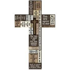 Rustic Wooden Cross Wall Decor 14 Inch 11.8"L x 7.9"W, Multicoloured