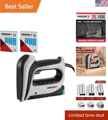 Arrow Electric Staple Gun Kit, Corded Stapler with 3750 Pieces T50 1/4'', 3/8''...