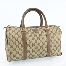 GUCCI GG Line Boston Bag PVC Leather Brown C1843AY803