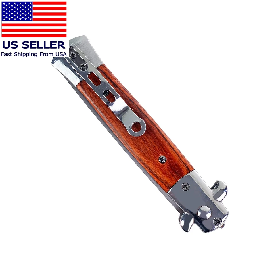 Switchblade Comb Pocket Knife Hair Brush Automatic Push Button Folding Barber (W - Image 2 of 4