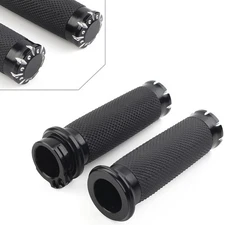 2Pc 1" Black Handlebar Hand Grips For Harley Touring Sportster Dyna Softail VRSC