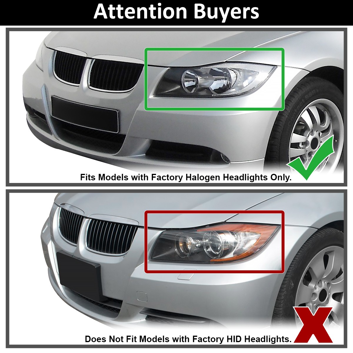 Fits 2006-2011 BMW E90 E91 325i 328i Sedan Right Dual Projector
