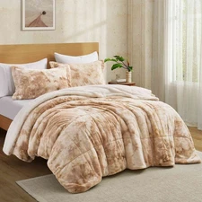 Extra Warm Sherpa Fleece Plush Bed Blanket Antistatic Reversible Comforter Sets