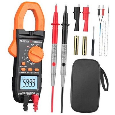 Digital Clamp Meter 6000 Count - 800A DC AC Current Ammeters Black 6000Counts