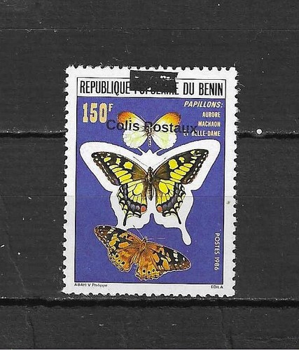 Benin Insects Butterfly Schmetterlinge Papillons overpr Colis Postaux stamp MNH
