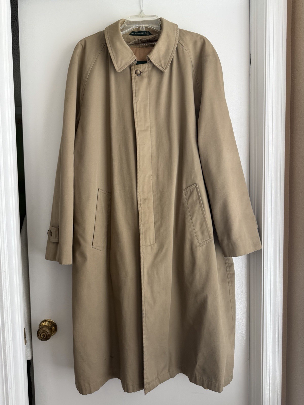 Lauren Ralph Lauren Men’s Tan Trench Coat 44R Zip Out Liner Classic Overcoat